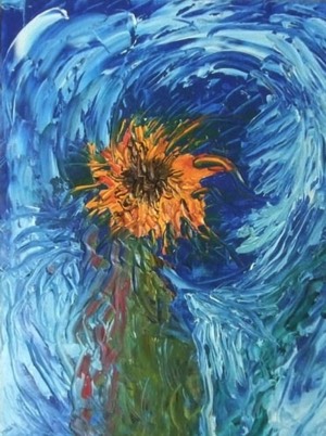 Acrylbild zum Thema Spachtel Übung Blumen