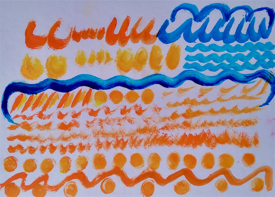 Frisch gemaltes Acrylbild aus dem Malkurs